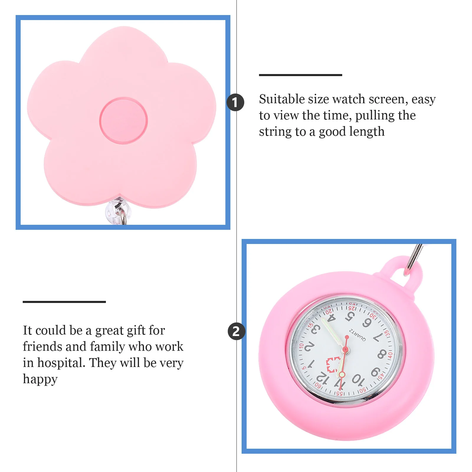 Stretchable Flower Pocket Watch Cartoon Clip-on Design Suitable for Students and Children Easy to View Time Durable Gift