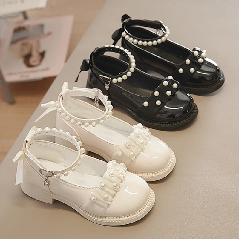 Lolita Shoes Korean Style Princess Mary Jane Ribbon Bowknot Girls Students Dress Leather Shoes for Party Stage Performance Shoes