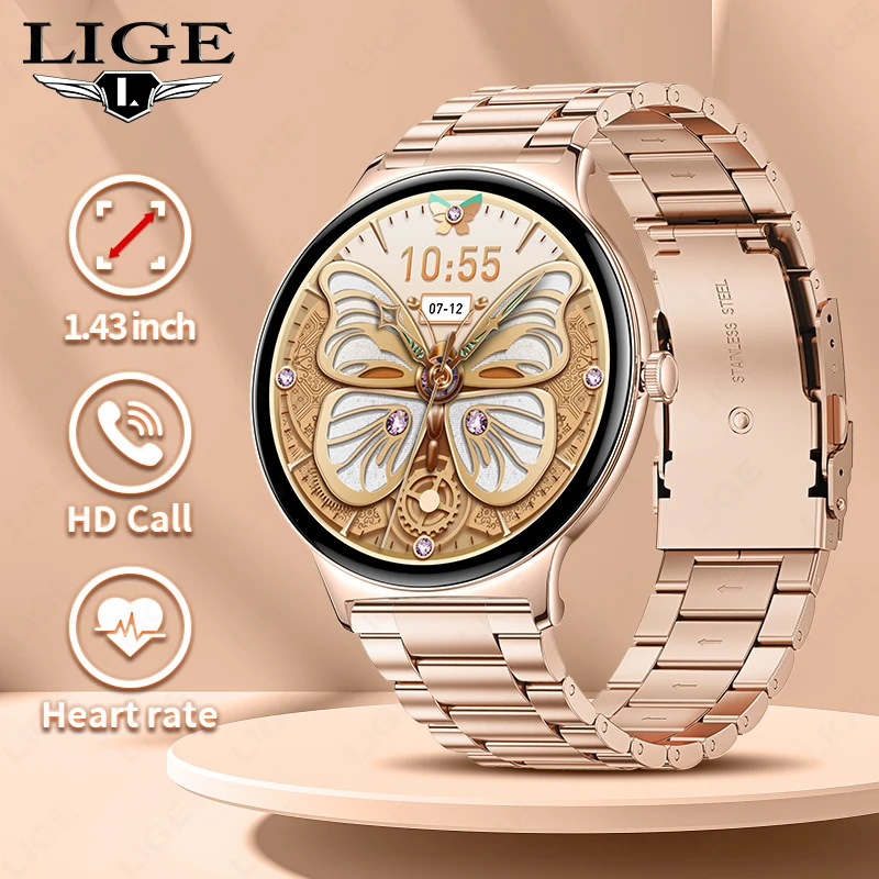 

2025 New Ultra Thin Women Smart Watch Men 1.43" AMOLED Screen Female Menstrual Cycle Health Monitor Custom Dial Sport Smartwatch