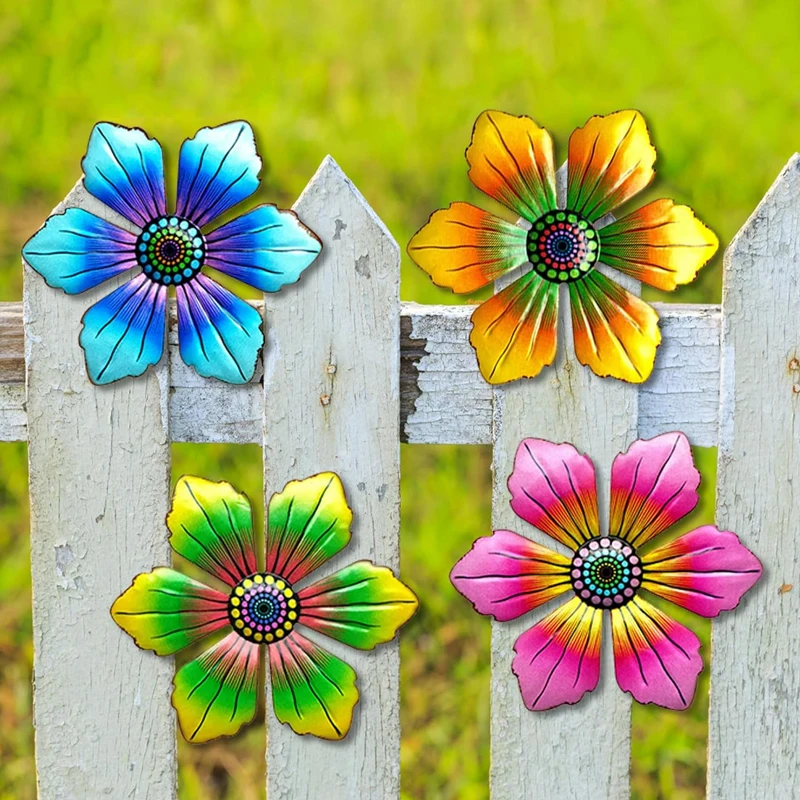 Metal Wall Art Ornaments Sun Flower Wall Hanging Garden Craft Iron Art Statue Home Decoration Indoor Outdoor Statue Wall Decor