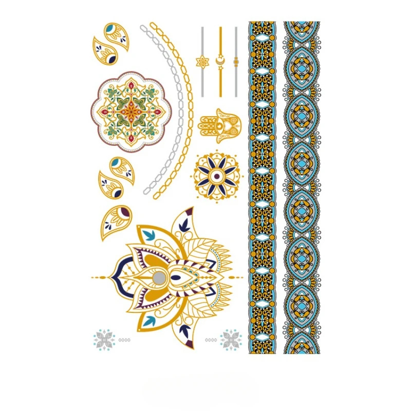 Wasserdicht Hot Gold Temporäre Tattoo Aufkleber Europa USA Mode Hot Silber Metall Tattoo Aufkleber Gefälschte Tattoo Aufkleber für Frau