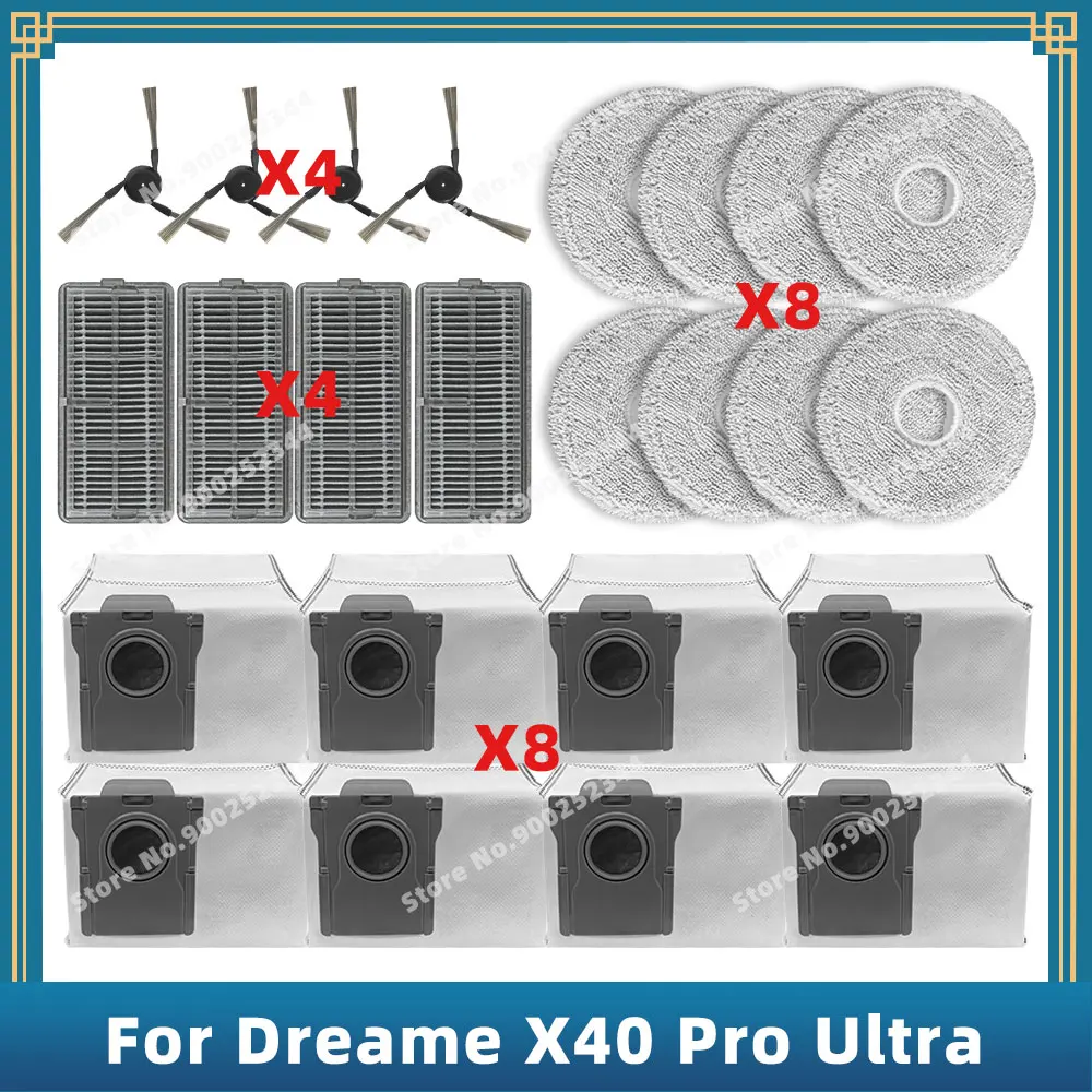 Сменные детали для Dreame X40 Pro Ultra, щетка, фильтр, Швабра, тканевый пылесборник