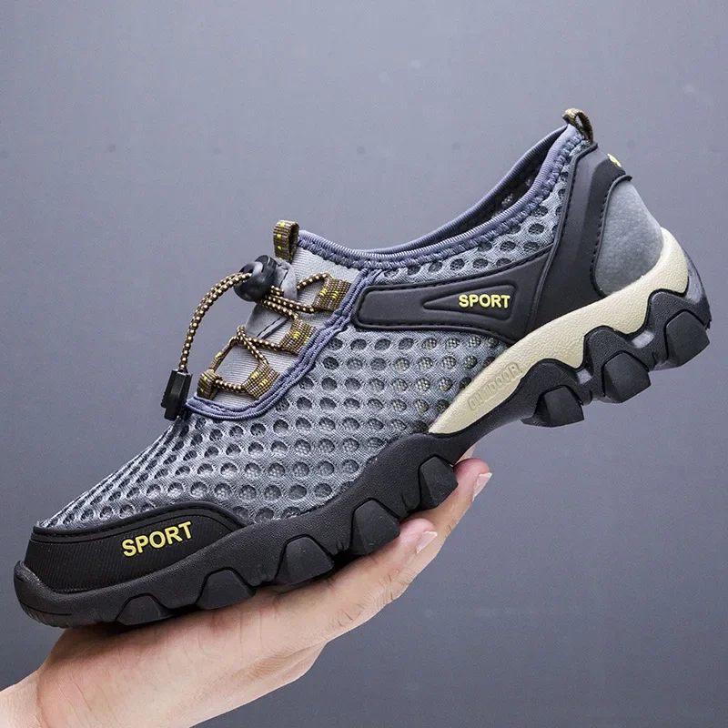 2023 Men Casual Sneakers Breathable Mesh Shoes Mens Non-Slip Outdoor Hiking Shoes Mens Climbing Trekking Shoes Zapatos Hombre