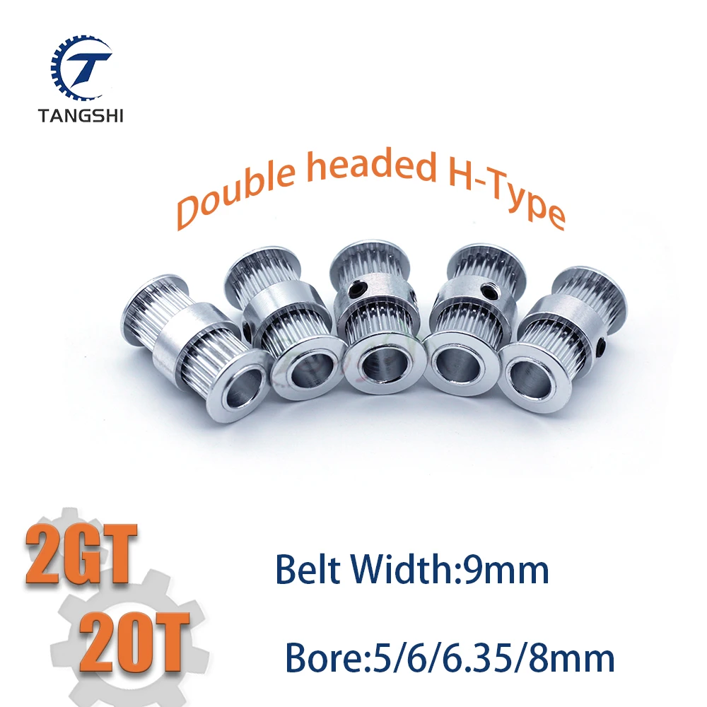 

2GT 20Teeth Timing Pulley Bore 5/6/6.35/8mm Belt Width 9mm GT2 Double headed H-Type 20T Timing Wheel for 3D Printer