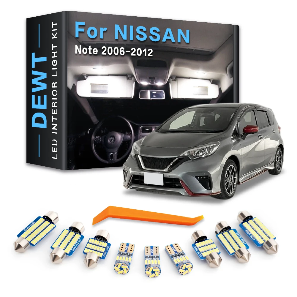 Car LED Interior Dome Light Kit For Nissan Note E11 E12 2006 - 2019 2018 2017 2016 2015 2014 2013 Sunvisor Trunk Bulb Canbus
