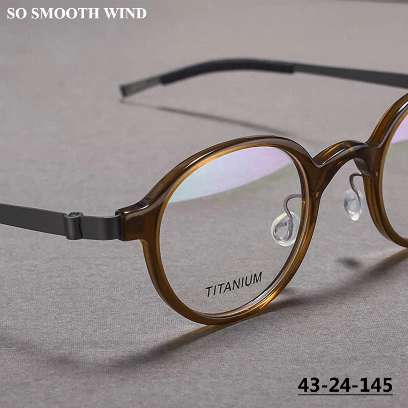 

Denmark Brand Screwless Small Frame Round Glasses 1810 Men Women Retro Acetate Titanium Eyewear Small Face Spectacles Eyeglasses
