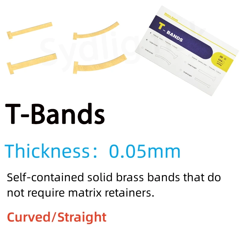 20Pc Dental T-Bands T Shape Matrix Bands Sectional Metal Matrices Bands Curved Straight Brass Steel Refill Forming Sheet Dentsit