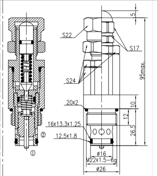 Pilot operated relief valve hydraulic ZL15 crane hydraulic engineering machinery valve system manually adjustable XDYF15-01