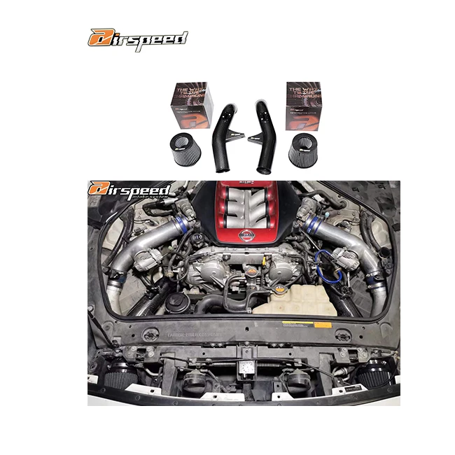 

Airspeed Brand Quality 100% Dry Carbon Fiber Cold Air Intake System Without Bellows for Nissan GTR R35 3.8TT