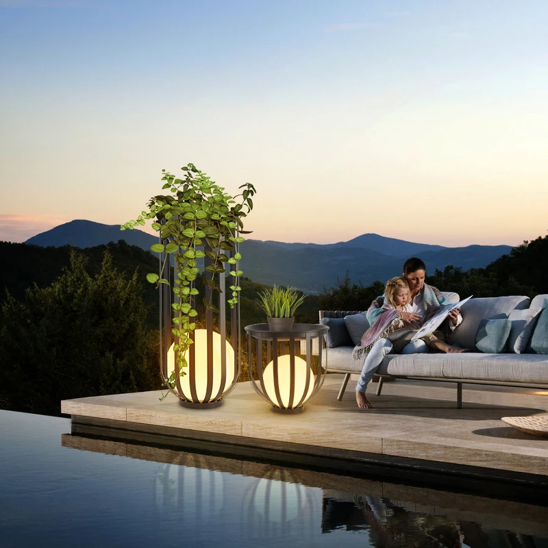 Outdoor Net Red Villa Lawn Light Balcony Garden Corridor Flower Shelf Light Dew Modern Senior Courtyard Solar Tea Table Light