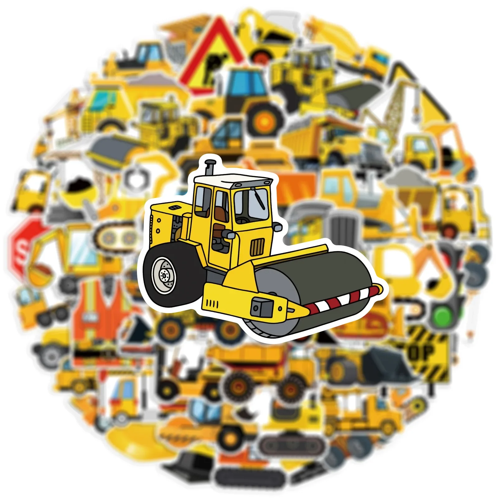 50PCS Cartoon Engineering Fahrzeug Lkw Aufkleber Lustige Kreative Graffiti Wasserdicht Aufkleber Kinder Spielzeug für Laptop Wasser Tasse Kinder Spielzeug