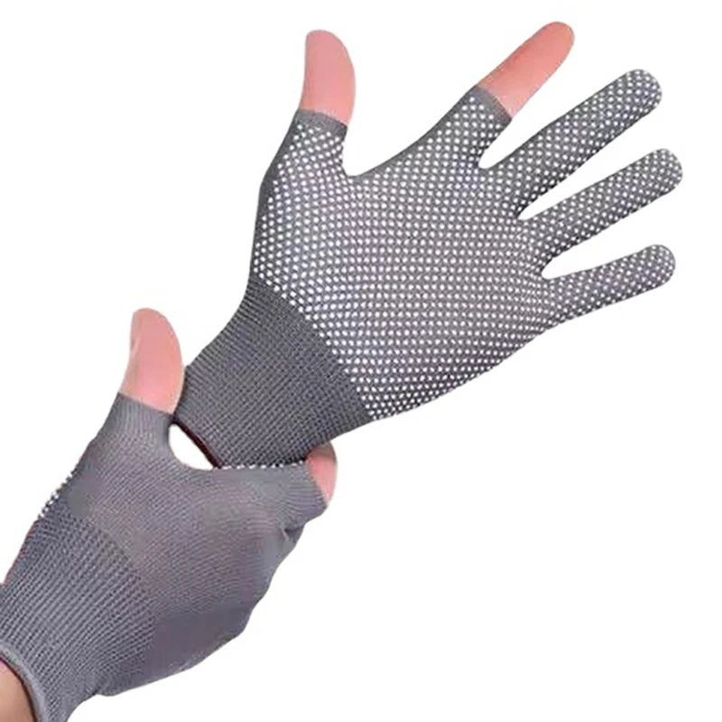 Guantes de ciclismo antideslizantes con pegamento para hombre, guantes finos de dos dedos para pantalla táctil, para exteriores, 1 par