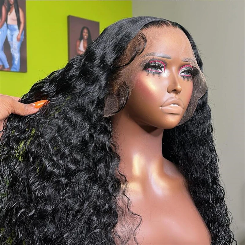 Soft Natural Black Color 26“Long 180Density Glueless Kinky Curly Lace Front Wig For Women With BabyHair Preplucked Daily Cosplay