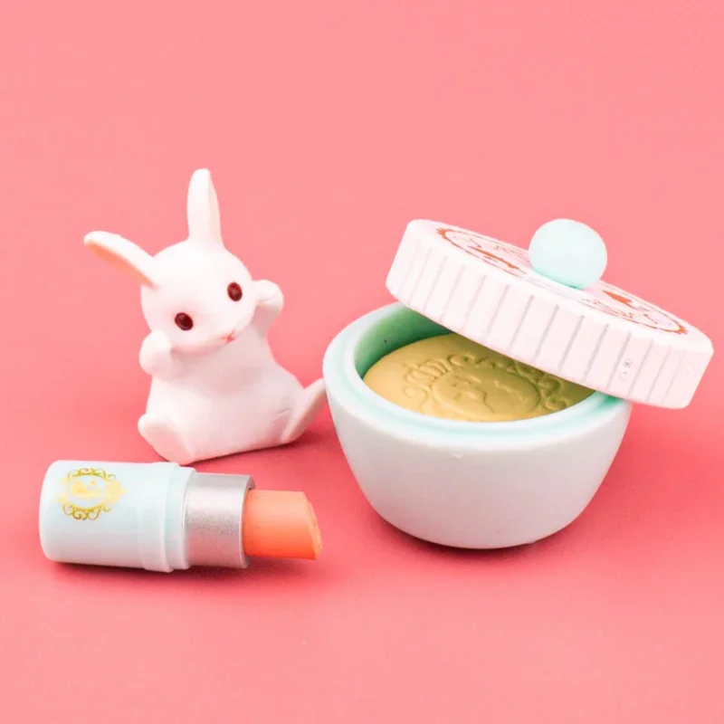 Cute Kawaii Capsule Toy Miniatures Figurines Mini Cute Bunny Makeup Set Decoration DIY Accessories Doll Gashapon Figures