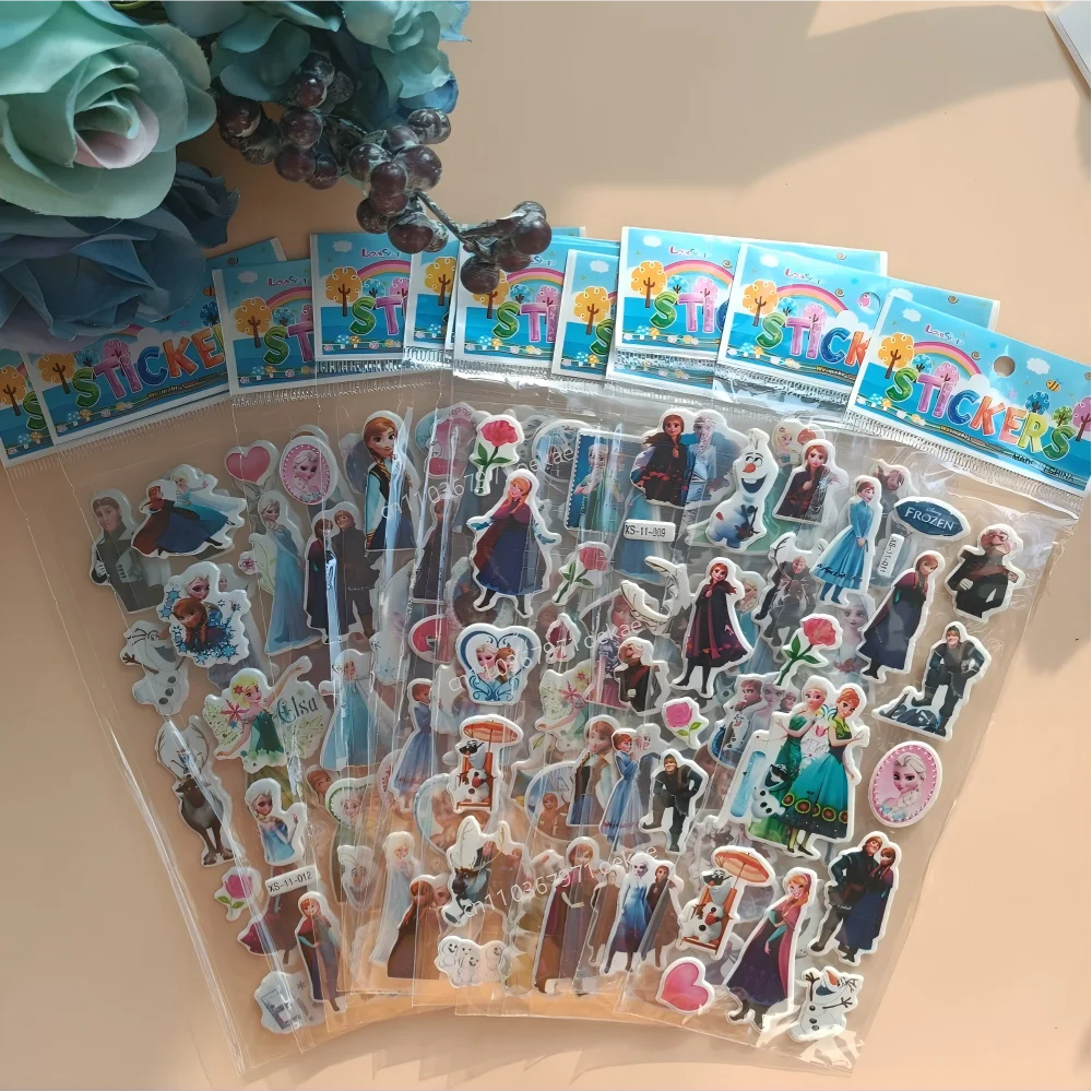 @12Pcs Disney Mixed Princess Mickey Stickers Anime Stickers DIY Skateboarding Laptop Cute Cartoon Stickers Pack Children's Toys