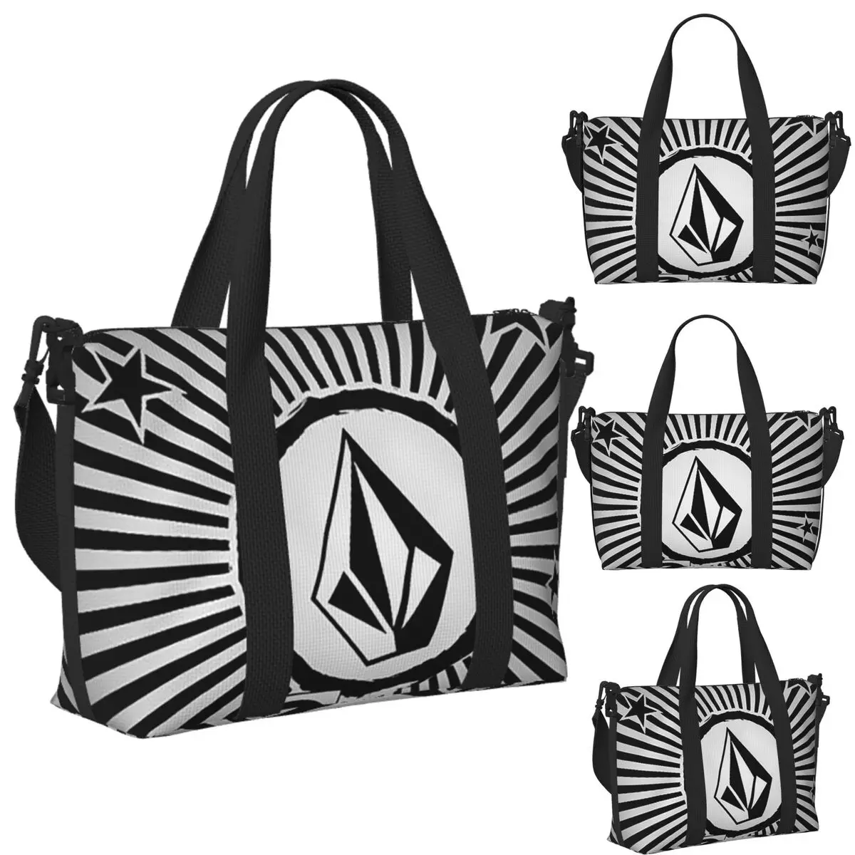 

Custom V-Volcom Logo Beach Travel Bag Large Capacity Tote Bags for Gym Yoga Women Shopping Duffle Shoulder Bag