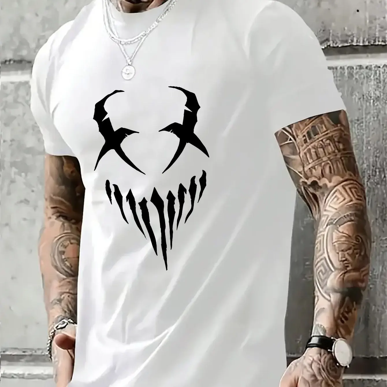 Fashion Men's T-Shirt 3d Devil Pattern New Short Sleeve Tops Summer Breathable Quick Dry T Shirt Casual Loose Oversized Blouse