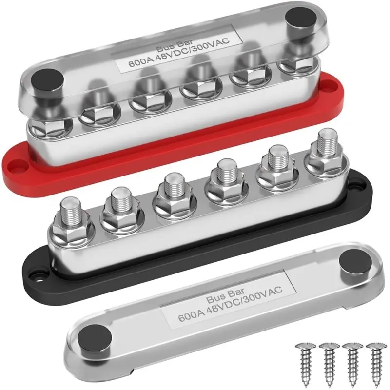600A 48V Bus Bar With 6 X 3/8' (M10) Studs Industrial Battery Terminal Kit For Off-Grid Solar