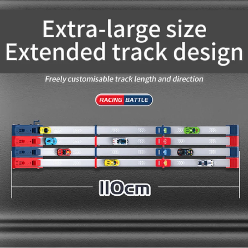 Zestaw torów kolejowych z torami wyścigowymi, zabawka, pojazd, samochód ze stopu, samochód na katapulty dla dzieci, gra konkurencyjna dla dzieci, zabawka na Boże Narodzenie