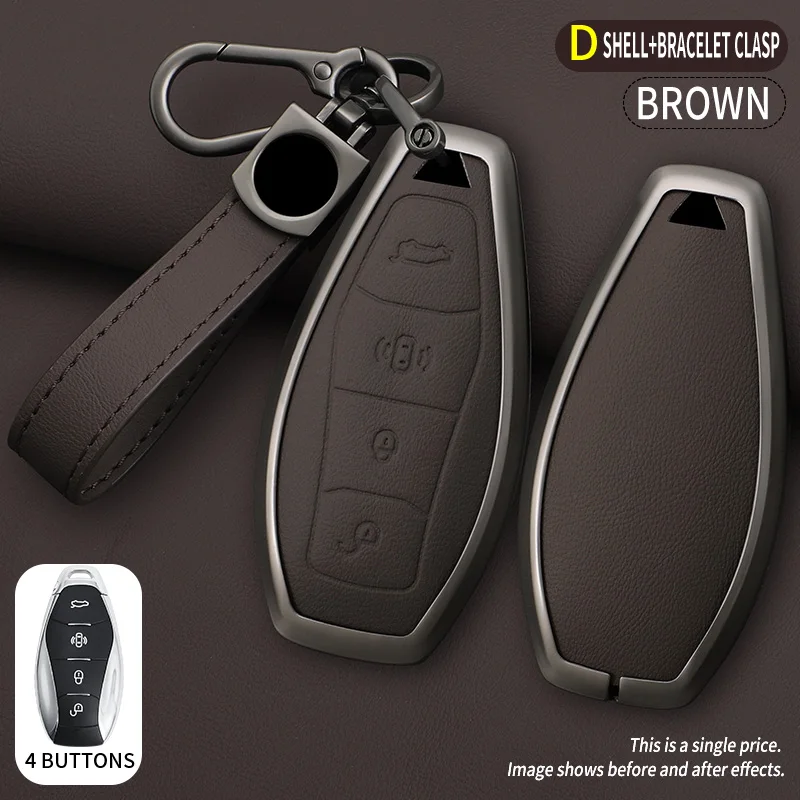For Hongqi H5 HS5 H6 H9 HQ9 HS3 Metal leather full package keycase personalized keychain protective case
