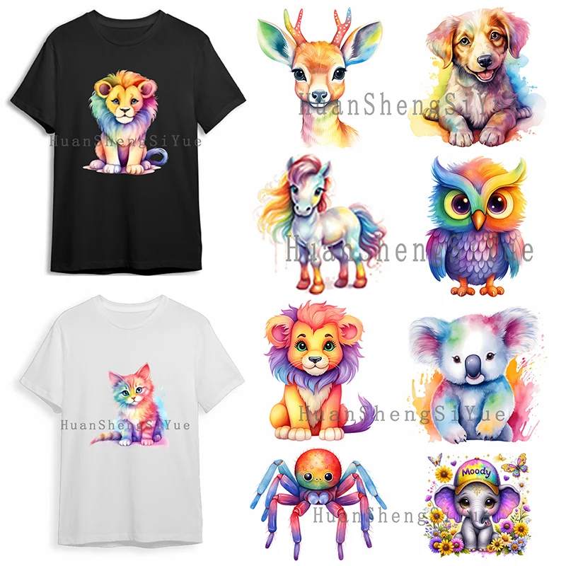 

Children's Rainbow Animal Ironing Sticker Clothes DTF Fashion T-shirt hoodie DIY Hot Transfer Printing Hot Sticker