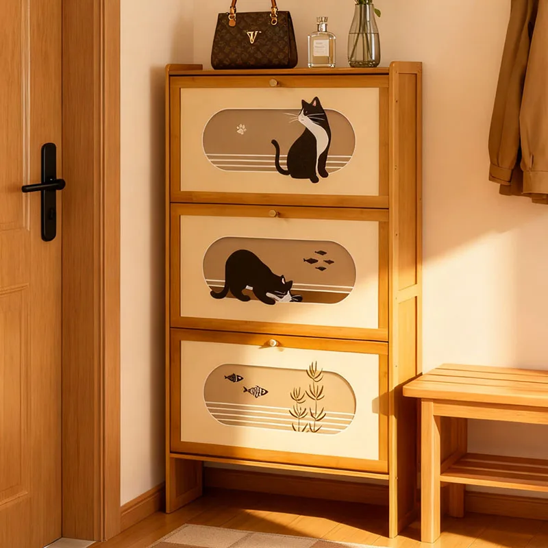 Box Luxury Shoe Cabinet Organizer Storage Mobile Living Room Display Wooden Shoe Shelf Designer  Entrance Furniture