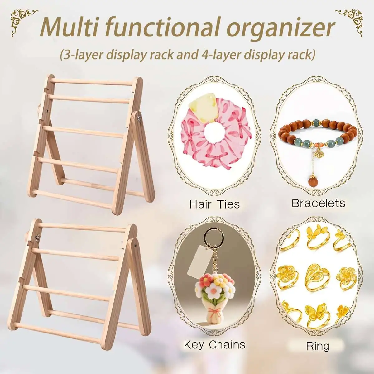 

Цельная деревянная настольная вертикальная подставка для хранения бусин большой емкости, подставка для браслетов, подходящая подставка для хранения браслетов,