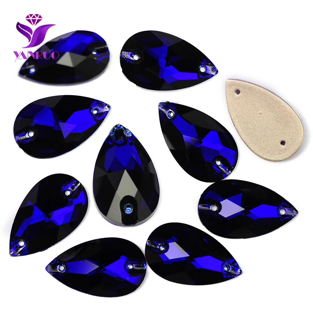 YANRUO 3230 Drop Coalt Blue Charms Sew-On Stones Glass Rhinestones Diamonds Craft Gems Clothes Dress Leotard Gymnastic Competion