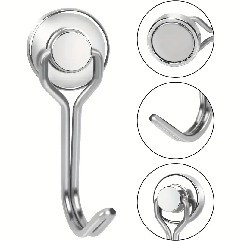 6Pcs Magnetic Hook Heavy Duty Magnet Hook with Swivel Hook for Home Kitchen Refrigerator Wreath Key