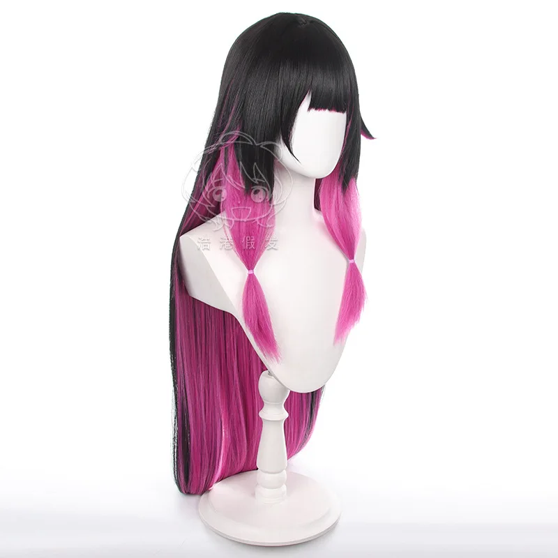 Columbina Cosplay Pruik Genshin Impact Game Dress Up Pruiken Vrouw Zwart Roze Gradiënt Synthetisch Haar Halloween Kostuum Accessoires