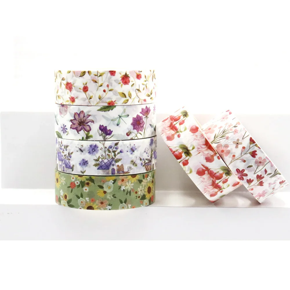 NEW 1PC 15mm*10m Spring Floral Sunflowers Stationary Masking Adhesive Washi Tape office supplies masking tape sticker