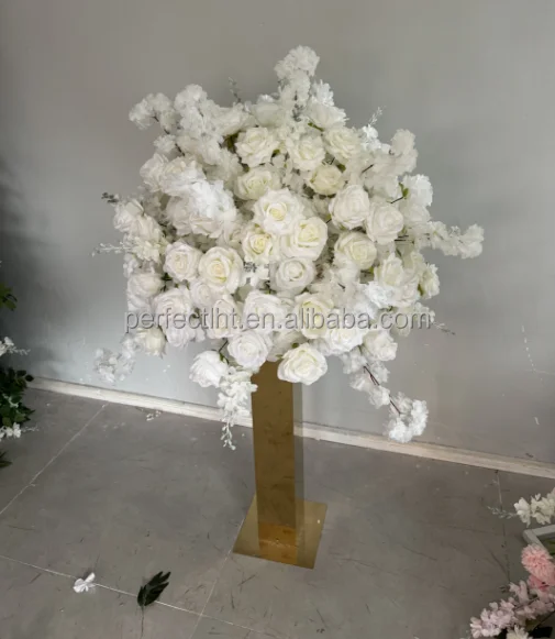 Aangepaste bruiloft decoratie 70cm witte zijden tafel decor kunstbloem bal bruiloft centerpieces
