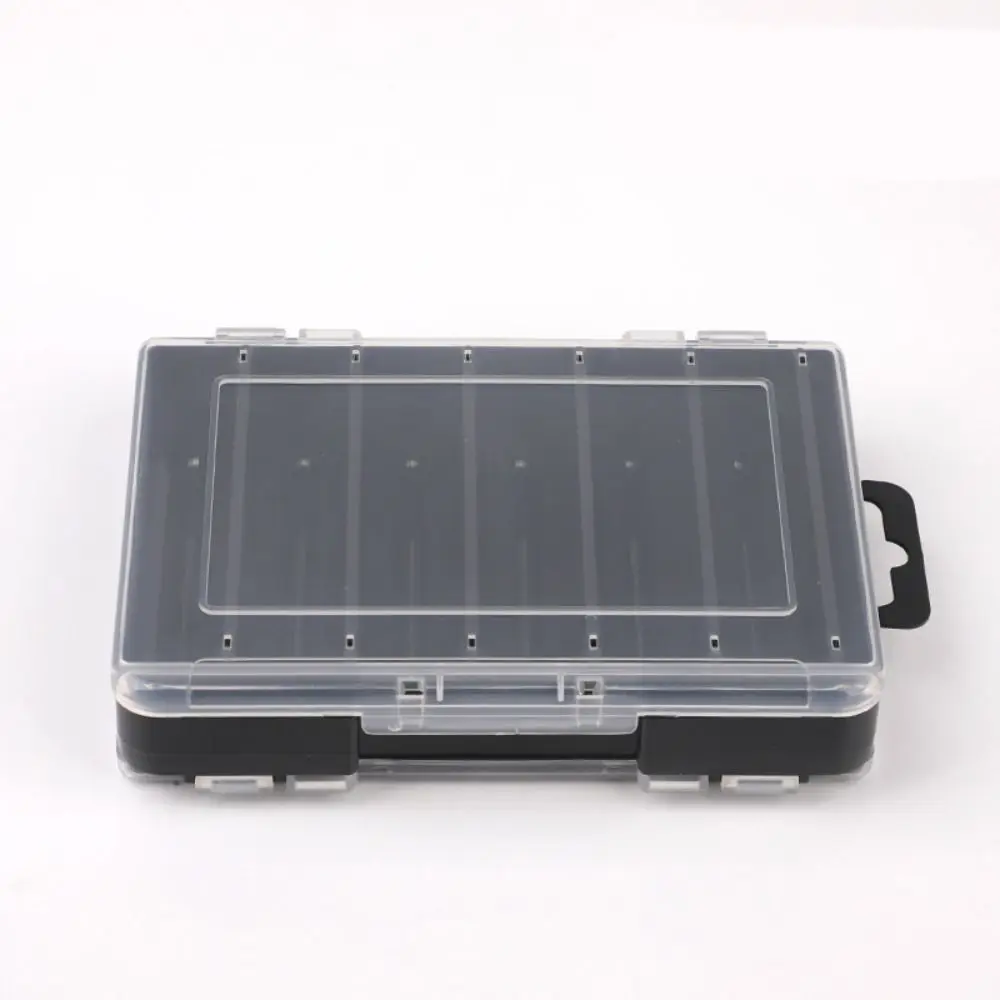 Portable Double-sided Fishing Gear Box with Layered Isolation Plastic Fishing Tackle 12 Grid Mino Sequin Organizer