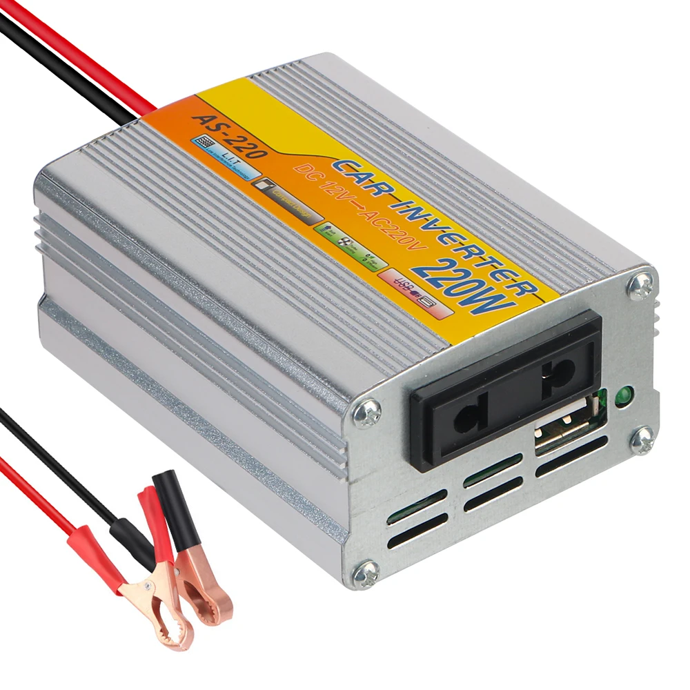 220W Omvormer Auto Gemonteerde Omvormer USB Transformator Draagbare DC 12V Naar AC 220V Conversie USB Batterij Clip