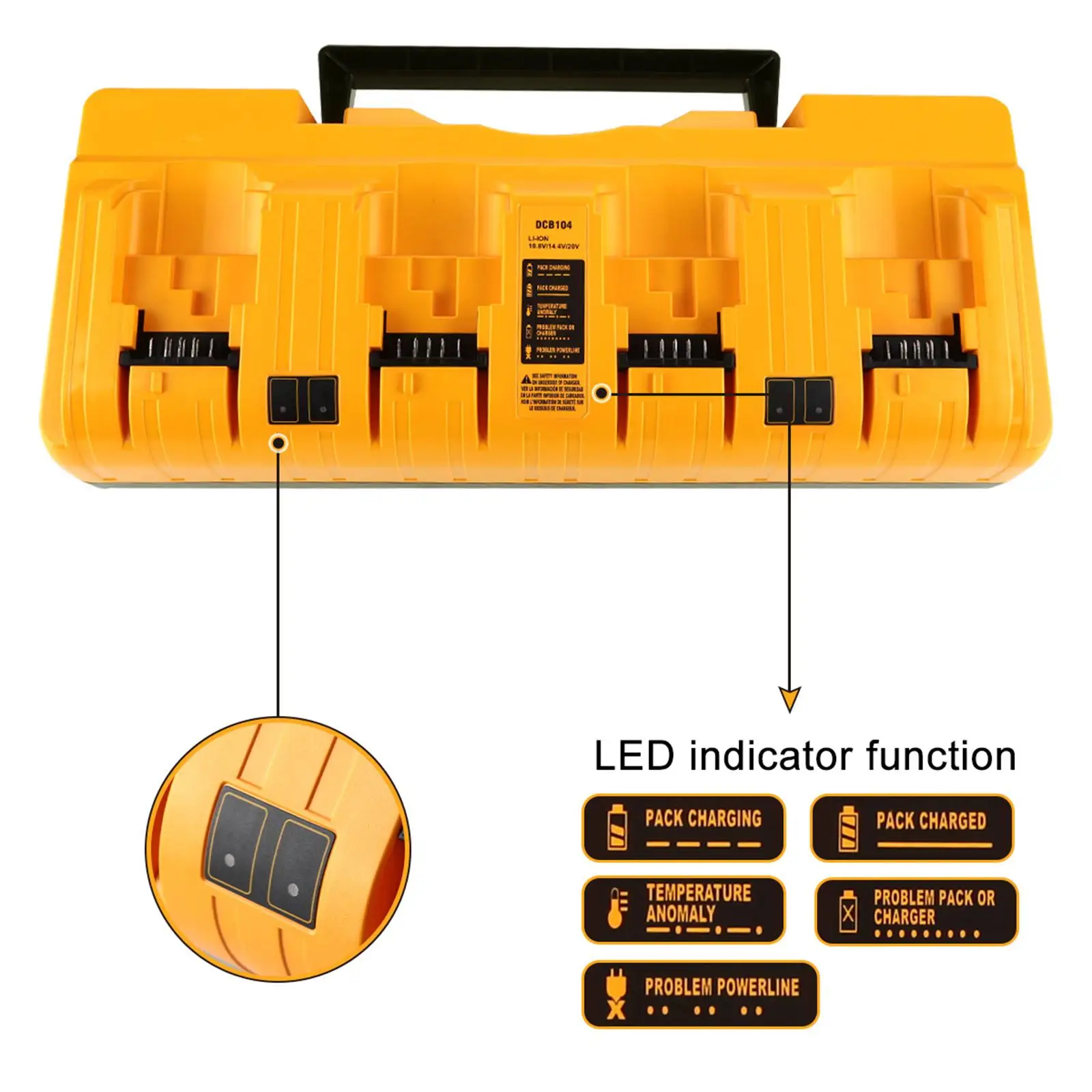 

Dcb105 Battery Charger Multiple Protection with Intelligent Indicator Portable 4 Port Charging Charging Tool for 12V/20V Battery