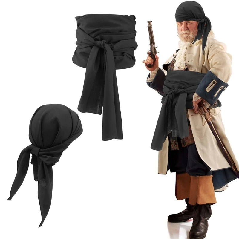 

Cosplay Pirate Headdress Pirate Headwear Hair Scarf and Sash Belt Hat Set