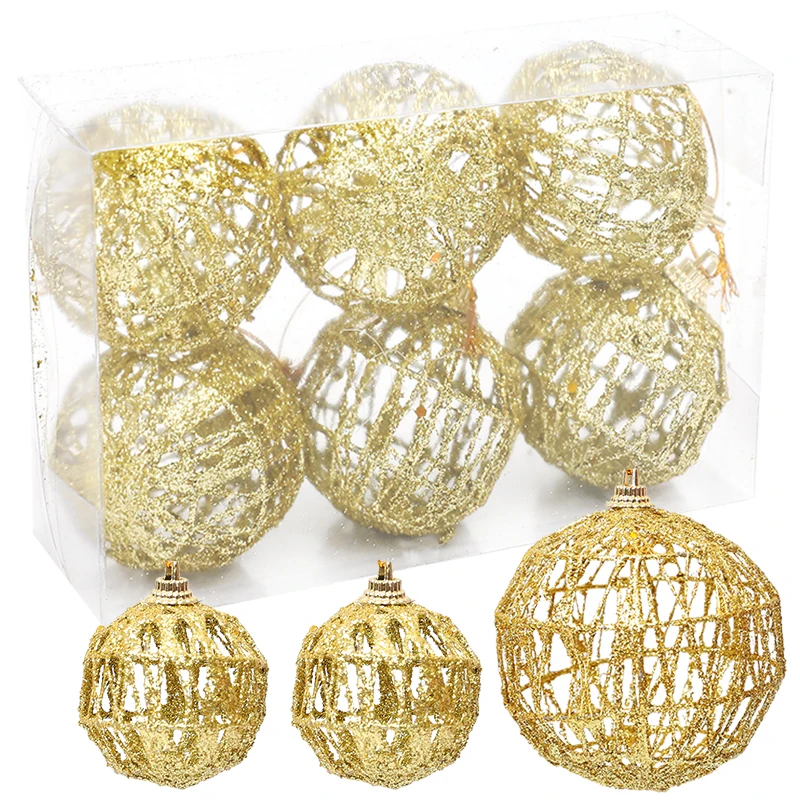 5-8cm Christmas Balls Christmas Tree Ornaments Gold Sequin Ball Xmas Hanging Tree Pendants Home Party Decor New Year Noel Gifts