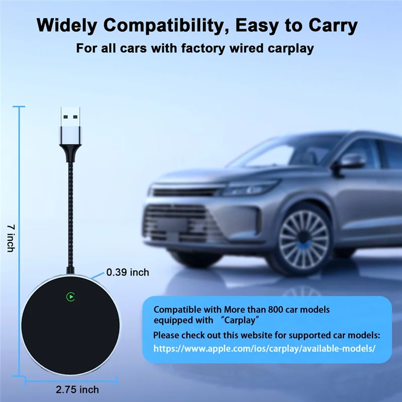 

Wireless Carplay Adapter Upgrade Plug & Play Converts Wired To Wireless Carplay Dongle For Car