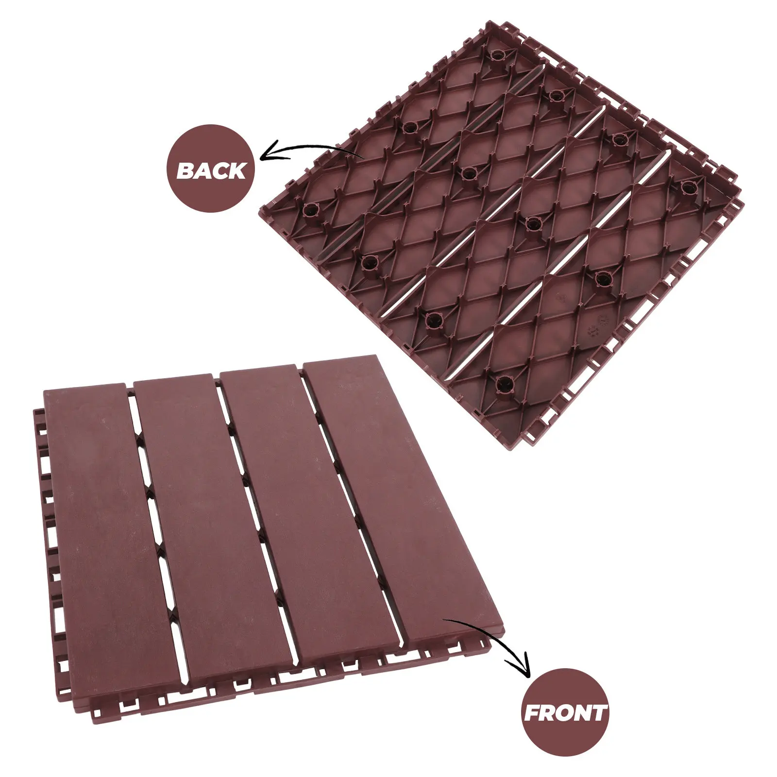 6Pcs Plastic Flooring Outdoor Anti-Slip Deck Tiles Interlocking Patio Balcony Garden Flooring All Weather Use Patio Floor Tiles