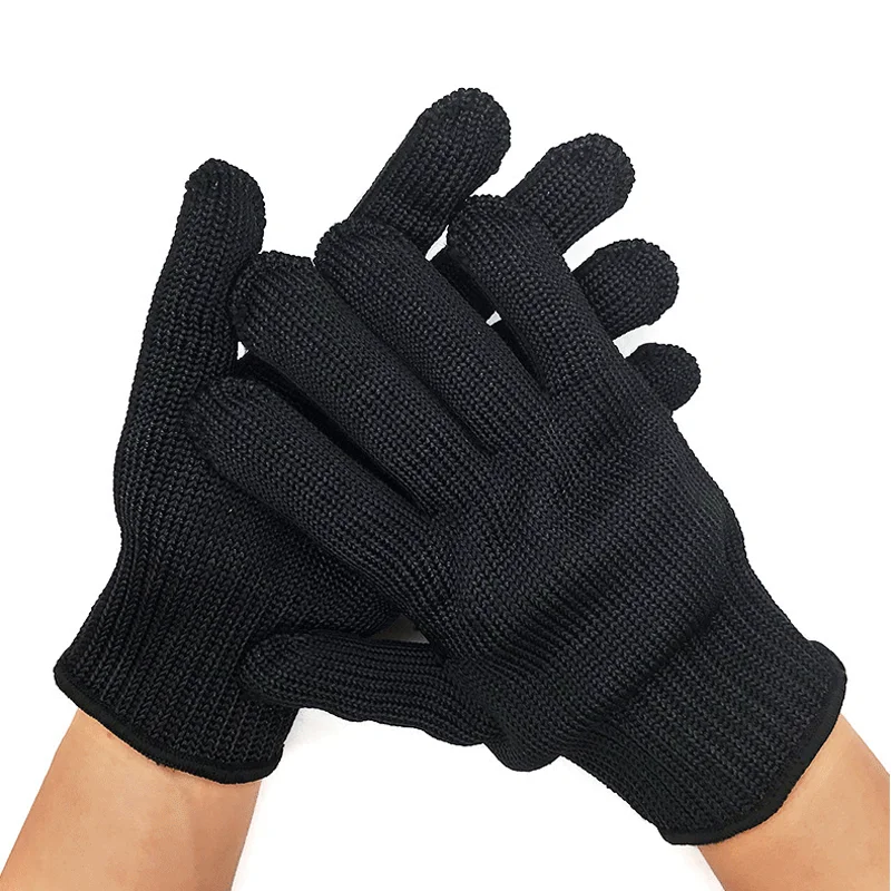 Black Cut Resistant Work Gloves Anti‑Cut Safety Protective Gloves Wear Resistant for Metal Processing Glass Work Security