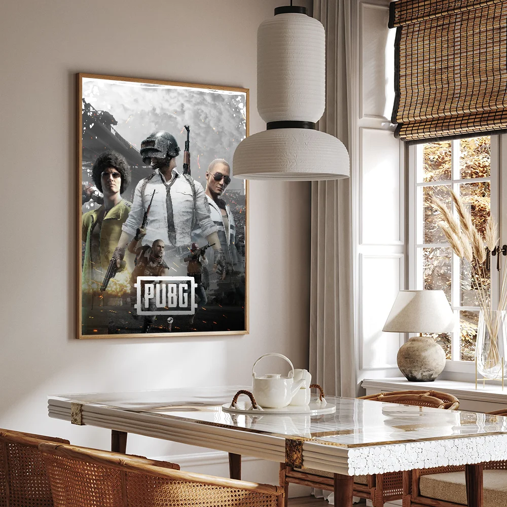 1PC PUBG Poster Movie Sticky Posters Retro Kraft Paper Sticker DIY Room Bar Cafe Aesthetic Art Wall Painting