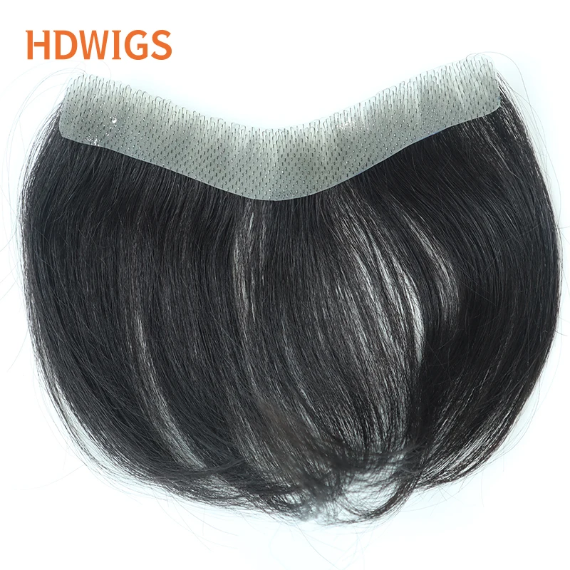 Straight Human Hair Wigs for Men Vloop Male Hairline Vstye Front Hairpiece Thin Skin Full PU Capillary Prothesis Natural Color