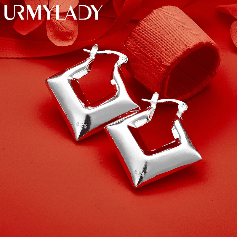 

URMYLADY 925 Sterling Silver 30mm Earrings For Women Exquisite Luxury Hoop Charms Wedding Fashion Classic Jewelry