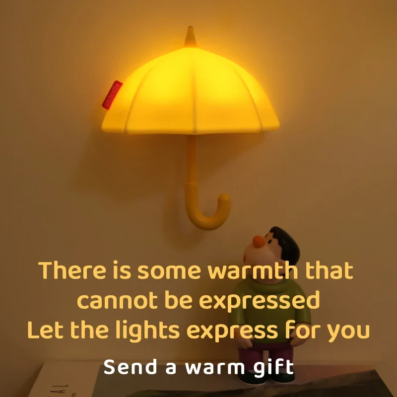 Umbrella silicone soft light Entrance key hanging touch wall lamp Adjustable ambient light Warm light Room Decor Gift ﻿