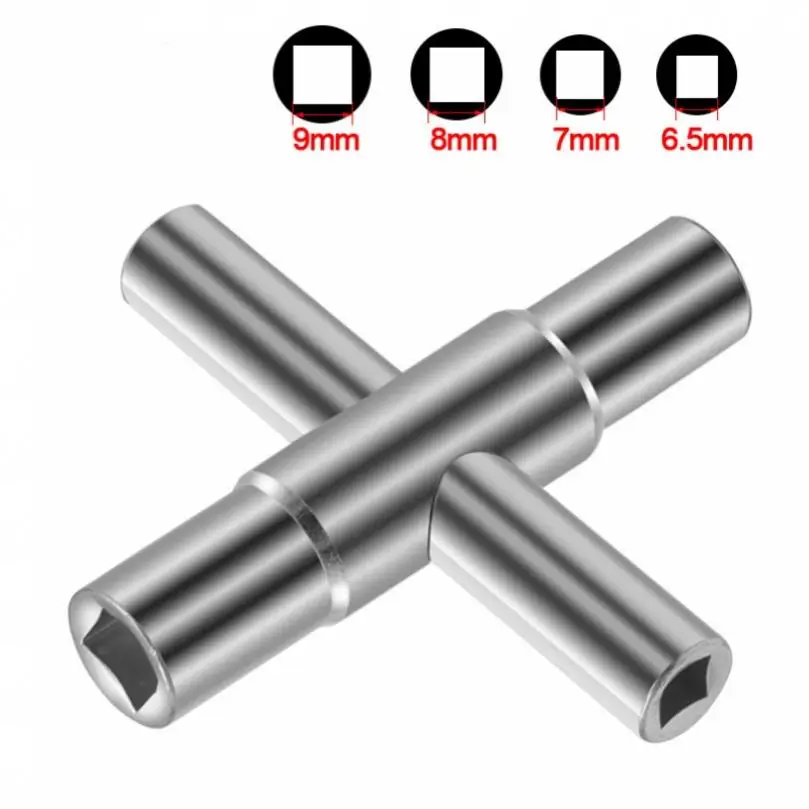 2 Pieces 4 Way Silver Multifunctional Faucets Key Wrench for Faucets Valve Faucet Cabinet Opening Key, Keys Faucet Wrench Tool