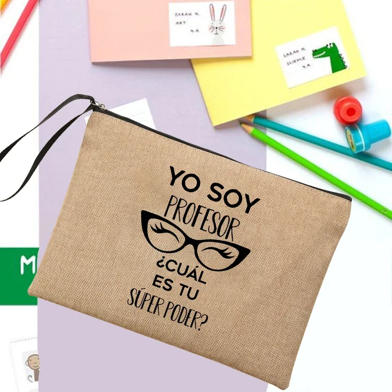 

Yo Soy Profesor Cual Es Tu Superpoder Women Neceser Zipper Pouch Makeup Bag Travel Toiletry Organizer Pencil Bags Bolsa Gifts