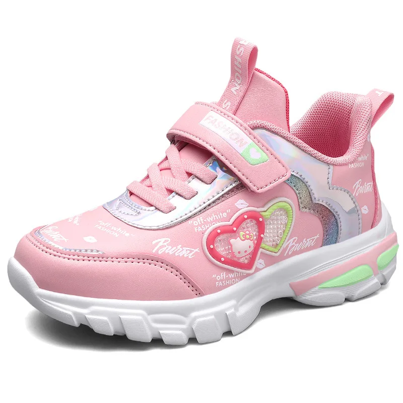 Kids Spring Sneakers Girls School Casual Shoes Outdoor Breathable Running Shoes Light Soft Tenis Pink Non-slip Children Shoes