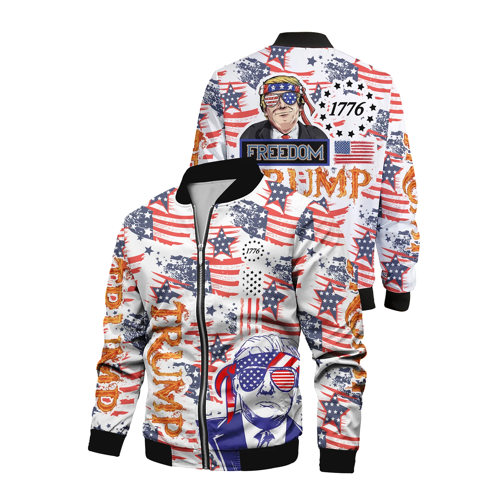 Hot Selling New American Flame Letter Star Striped Flag TRUMP Spring Autumn Jacket Men's 3D Printed Jacket European Size Jacket