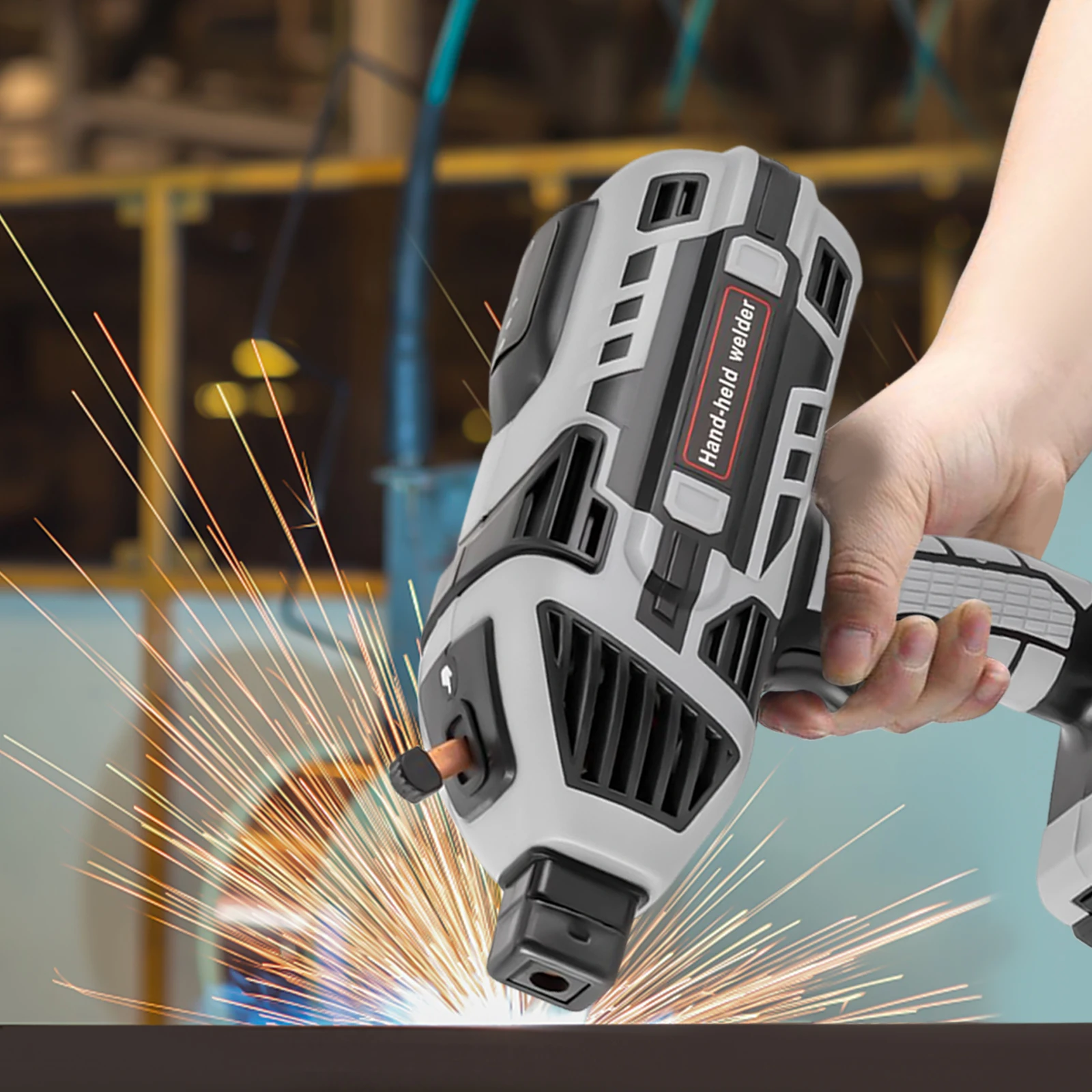 Welding Machine, Portable ARC Welder Machine Gun, IGBT Standing Handheld Welding Machine, 6 Variable Current Adjustment