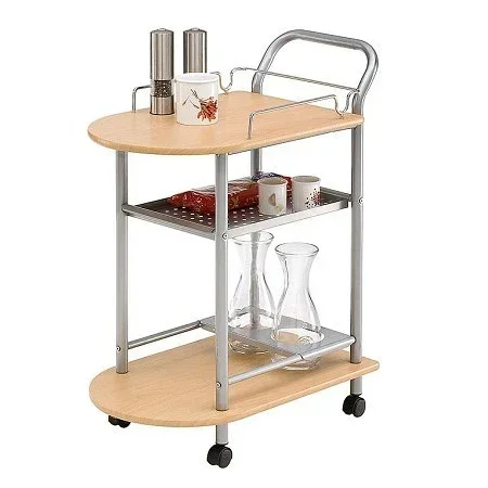 

2026 Rolling cart hotel furniture kitchen trolley cart wooden storage wholesale